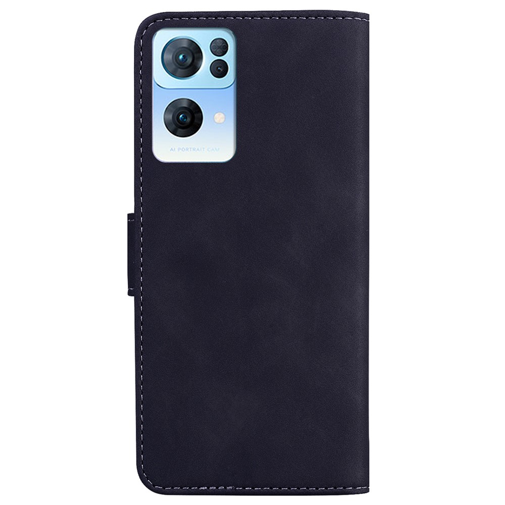 Para Oppo Reno7 Pro 5g Butterfly Padrive Padring Flip Wallet PU Couro Fofo Caixa Stand à Prova de Choque TPU Interno de Chaple - Preto