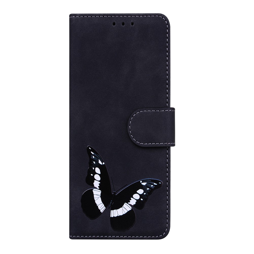 For Oppo Reno7 Pro 5G Butterfly Pattern Printing Flip Wallet PU Leather Cute Case Stand Shockproof TPU Inner Shell Phone Cover - Black-4