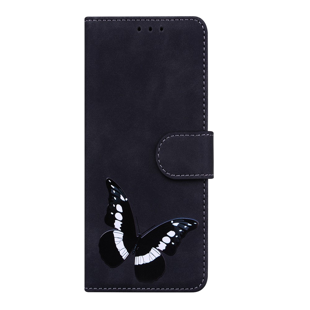 Para Oppo Reno7 Pro 5g Butterfly Padrive Padring Flip Wallet PU Couro Fofo Caixa Stand à Prova de Choque TPU Interno de Chaple - Preto