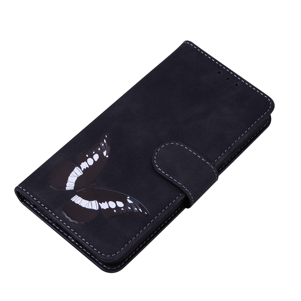 Para Oppo Reno7 Pro 5g Butterfly Padrive Padring Flip Wallet PU Couro Fofo Caixa Stand à Prova de Choque TPU Interno de Chaple - Preto