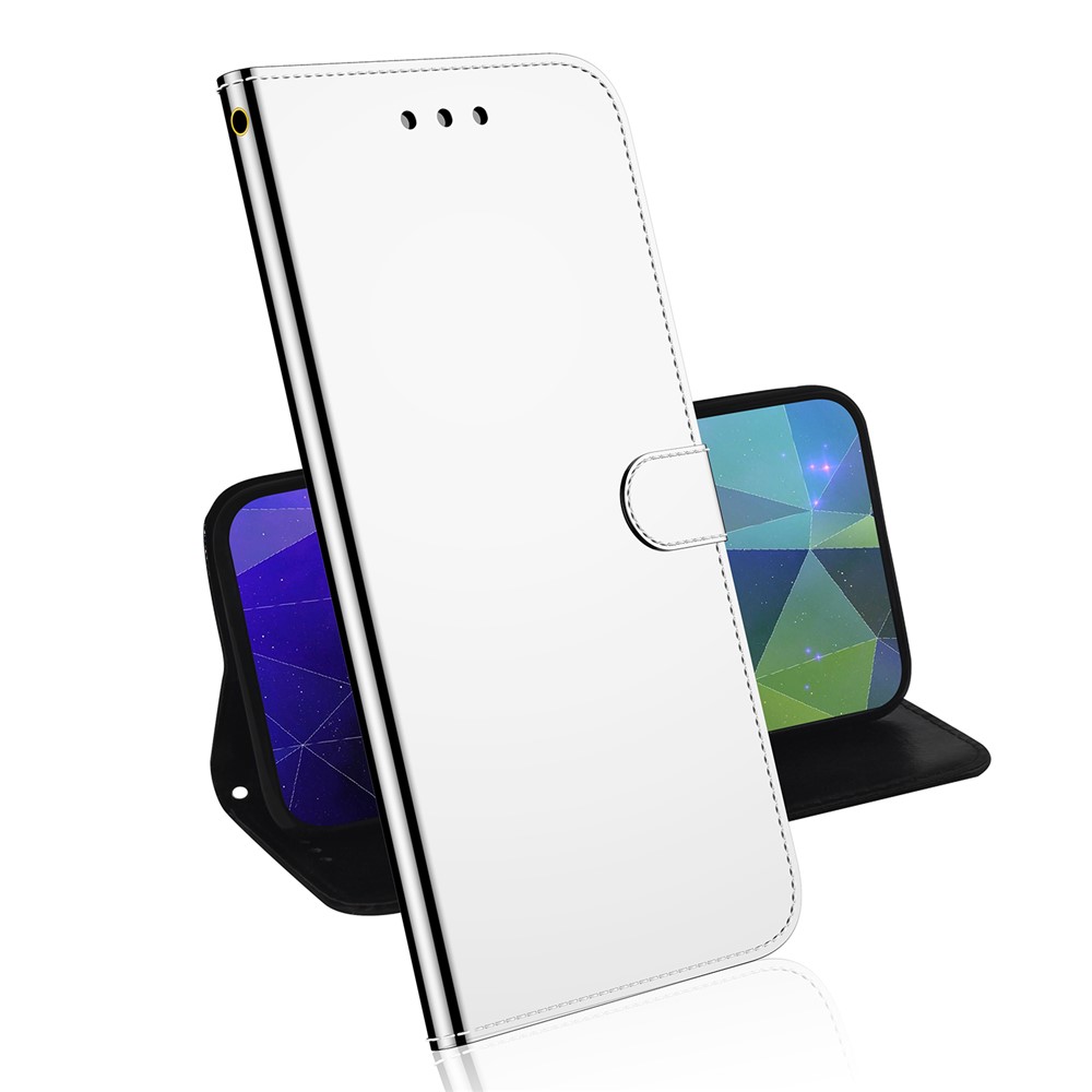 For Realme 9 Pro+ Anti-dust Phone Case Shockproof Mirror-like Surface PU Leather Phone Cover Wallet - Silver-2