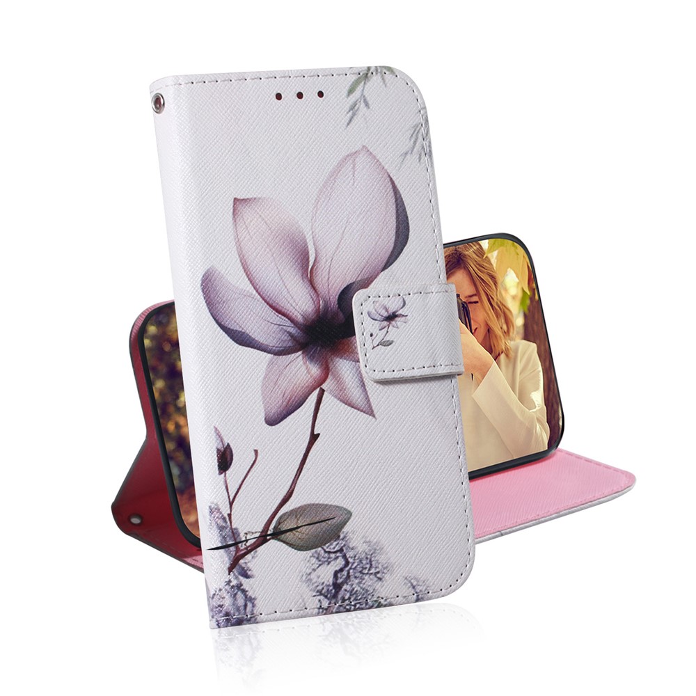 For Oppo Reno7 Pro 5G Pattern Printing Flip PU Leather Phone Case Magnetic Closure Stand Wallet TPU Bumper Protective Cover - Pink Flower-8