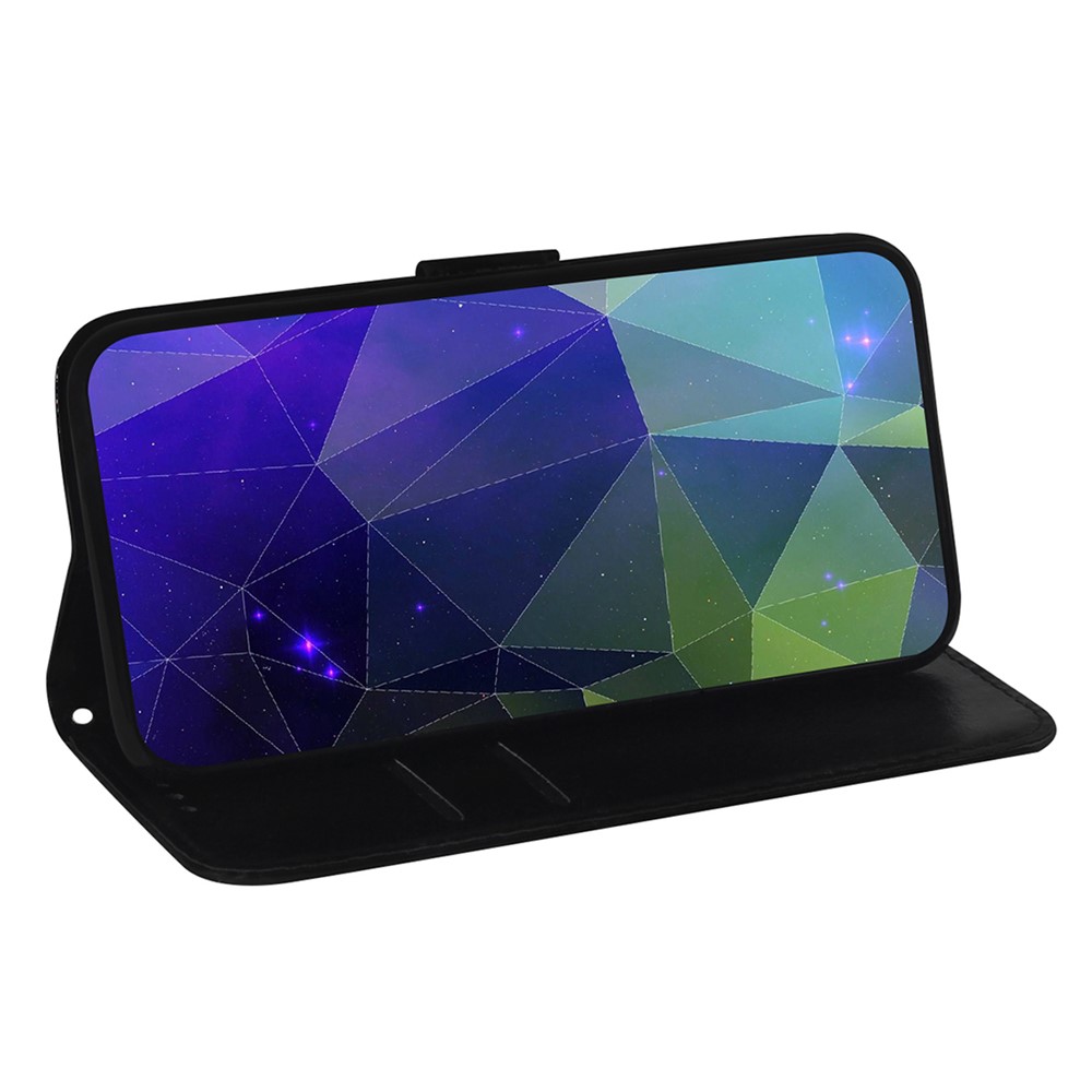 For Oppo A16K Anti-shock Mirror Surface Flip Folio Wallet Cell Phone Case PU Leather Stand Magnetic Closure Cover with Wrist Strap - Black-4