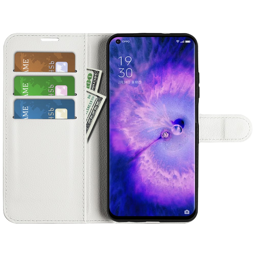 PU Leather Smartphone Cover Bag for Oppo Find X5, Wallet Anti-scratch Litchi Texture Phone Stand Function Dustproof Case - White-4