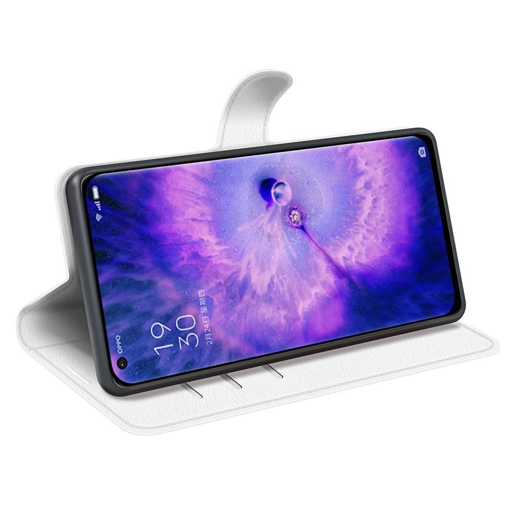 PU Leather Smartphone Cover Bag for Oppo Find X5, Wallet Anti-scratch Litchi Texture Phone Stand Function Dustproof Case - White-5