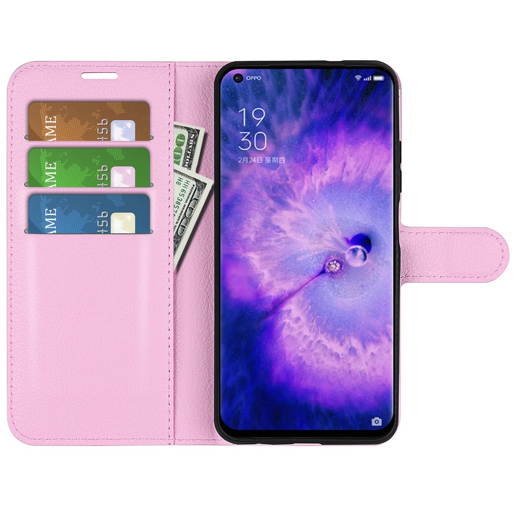 PU Leather Smartphone Cover Bag for Oppo Find X5, Wallet Anti-scratch Litchi Texture Phone Stand Function Dustproof Case - Pink-4
