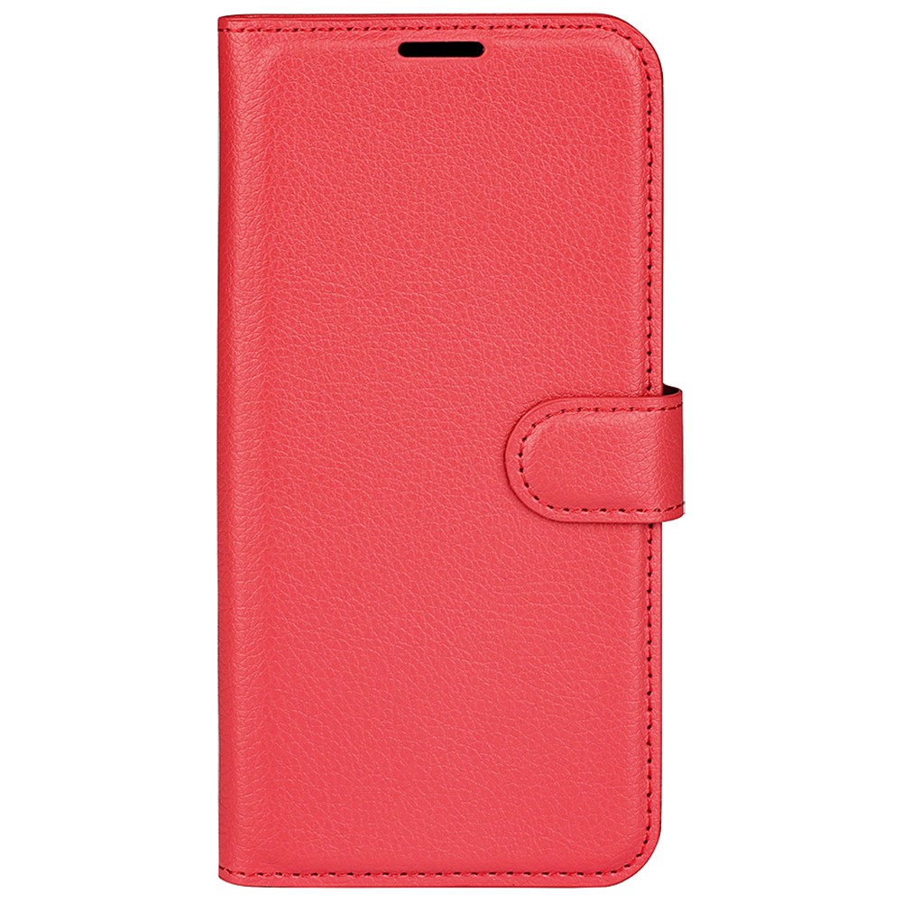 PU Leather Smartphone Cover Bag for Oppo Find X5, Wallet Anti-scratch Litchi Texture Phone Stand Function Dustproof Case - Red-2