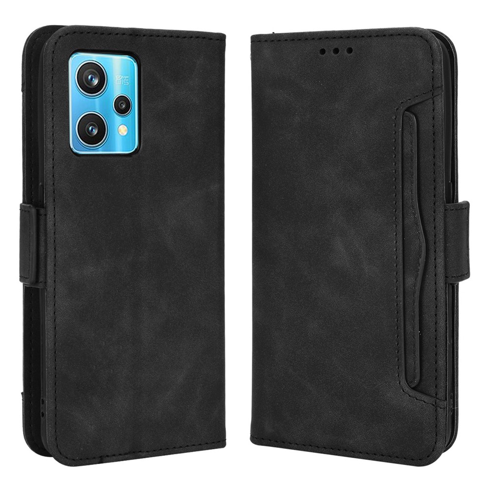 For Realme 9 Pro+ Wallet Stand PU Leather Protective Case Multiple Card Slots Magnetic Closing Phone Shell - Black-1