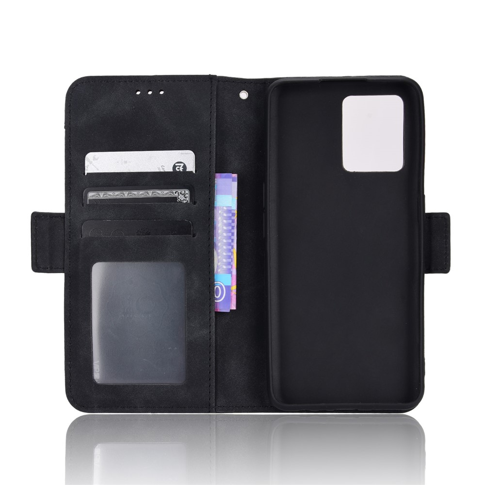 For Realme 9 Pro+ Wallet Stand PU Leather Protective Case Multiple Card Slots Magnetic Closing Phone Shell - Black-8