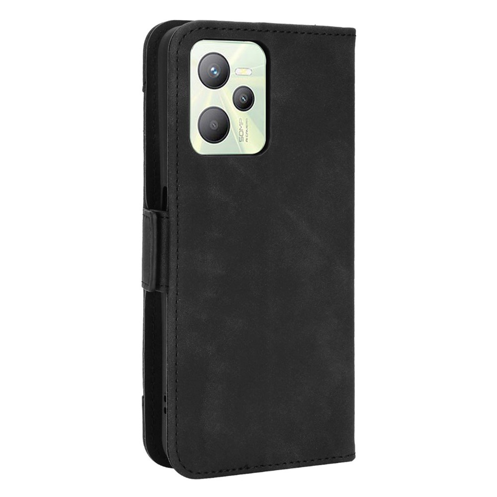 For Realme C35 Wallet Stand Anti-scratch PU Leather Protective Case Multiple Card Slots Magnetic Closing Phone Shell - Black-3
