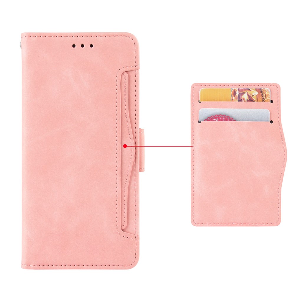 For Realme C35 Wallet Stand Anti-scratch PU Leather Protective Case Multiple Card Slots Magnetic Closing Phone Shell - Pink-6