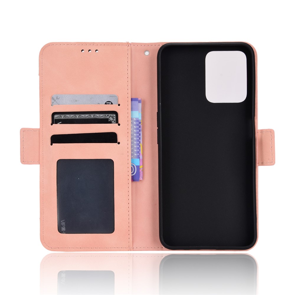 For Realme C35 Wallet Stand Anti-scratch PU Leather Protective Case Multiple Card Slots Magnetic Closing Phone Shell - Pink-8