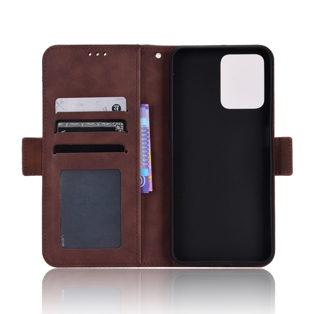 For Realme C35 Wallet Stand Anti-scratch PU Leather Protective Case Multiple Card Slots Magnetic Closing Phone Shell - Brown-7