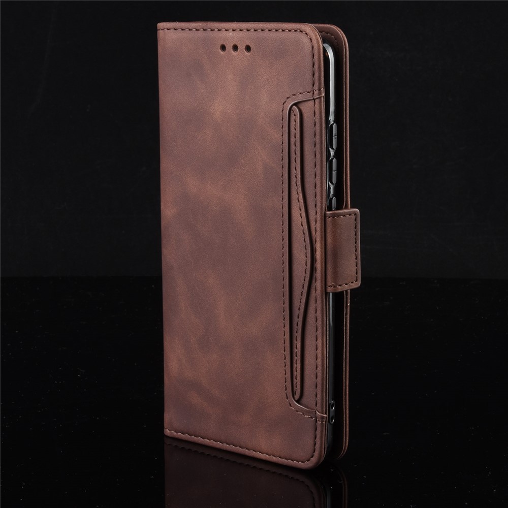 For Realme C35 Wallet Stand Anti-scratch PU Leather Protective Case Multiple Card Slots Magnetic Closing Phone Shell - Brown-8