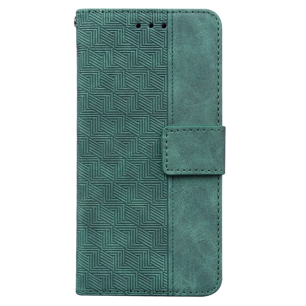 Para o Oppo Reno7 Pro 5g Carteira Estando Geometria Imprimida em Couro pu Fullio Flip Capa de Flip - Verde