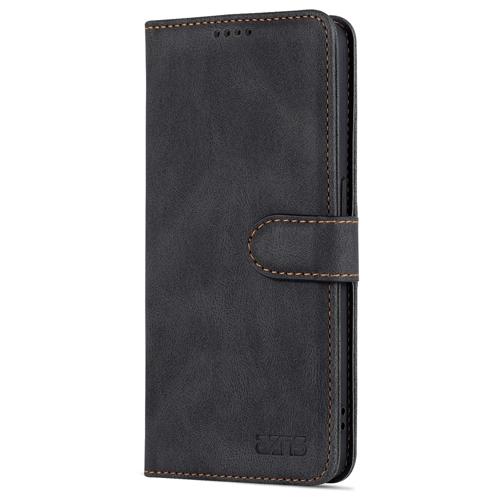 Capa de Couro de Couro PU AZNS Para Oppo Reno7 Pro 5g, Carteira Tpu Case Interior à Prova de Choque - Preto