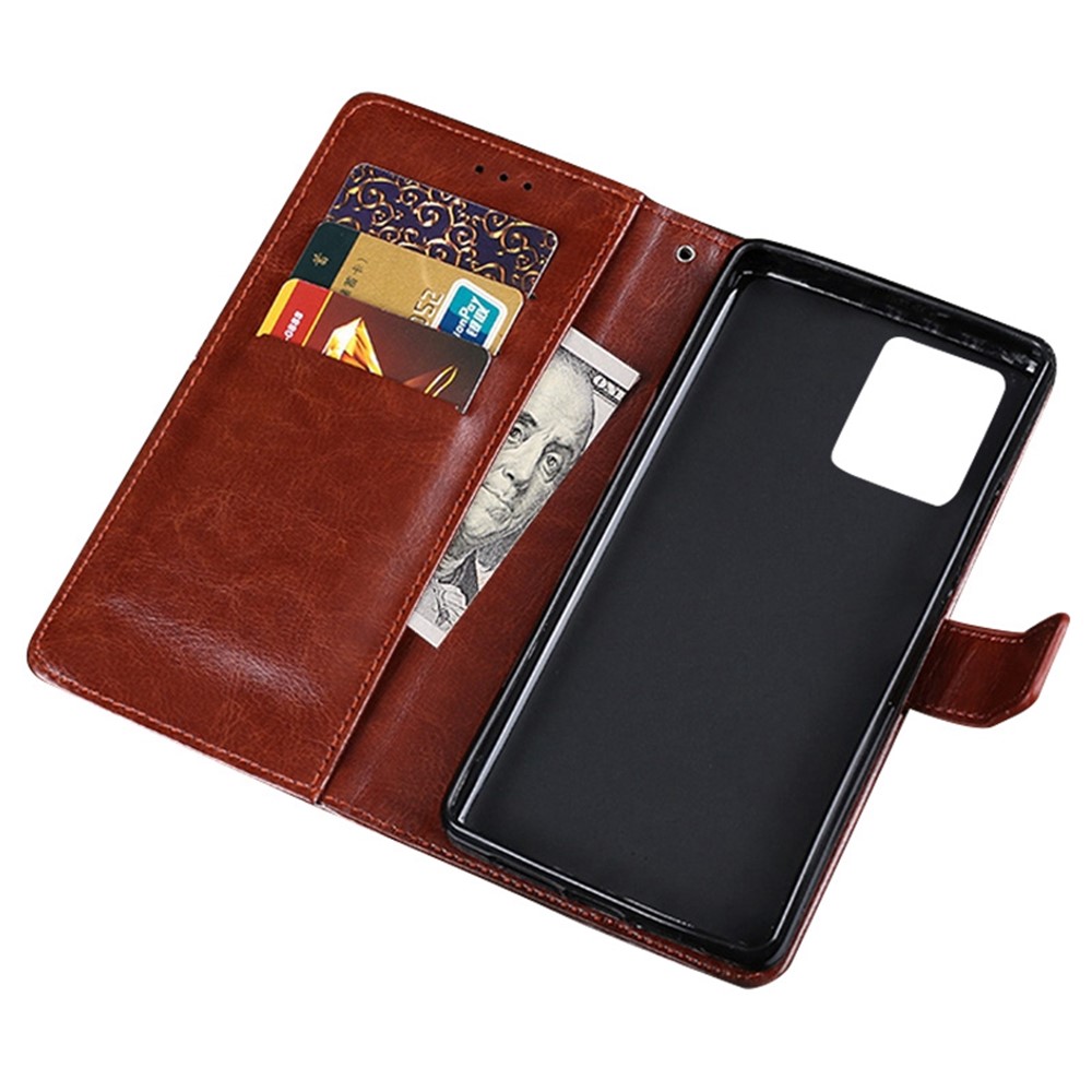 IDEWEI for Realme 9 Pro PU Leather + TPU Bump Proof Folio Flip Crazy Horse Texture Stand Phone Shell with Wallet - Brown-4