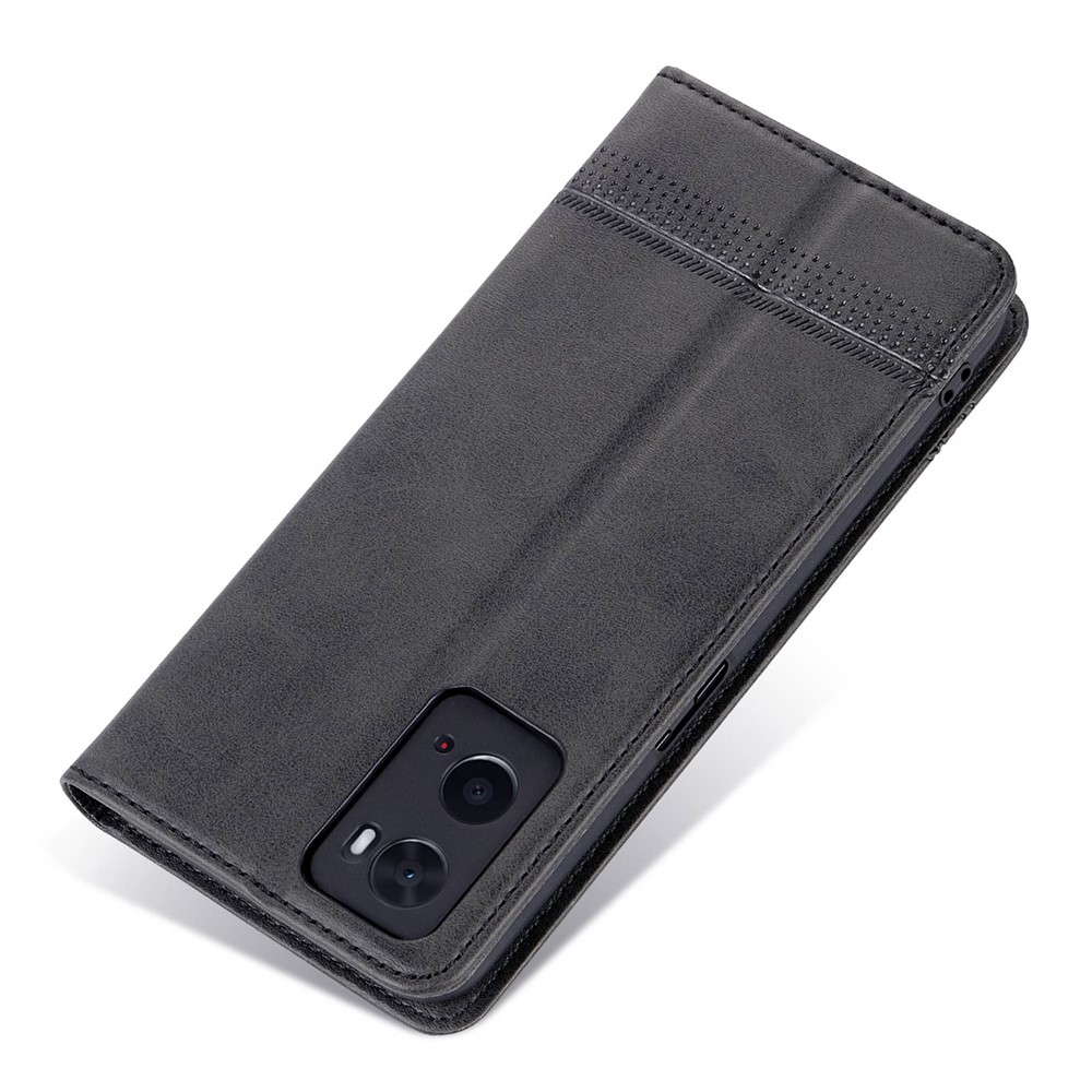 AZNS for Oppo A36 4G/A76 4G/Realme 9i Magnetic Absorption Leather Phone Case Wallet Stand TPU Inner Shell Phone Cover - Black-7