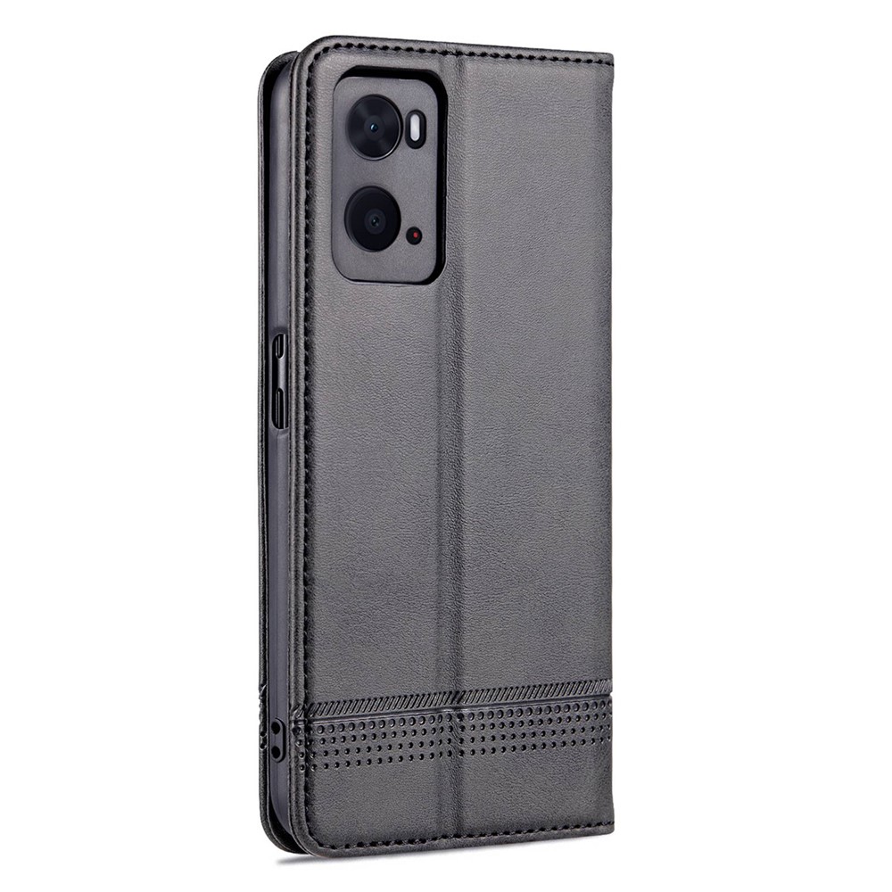 AZNS for Oppo A36 4G/A76 4G/Realme 9i Magnetic Absorption Leather Phone Case Wallet Stand TPU Inner Shell Phone Cover - Black-9