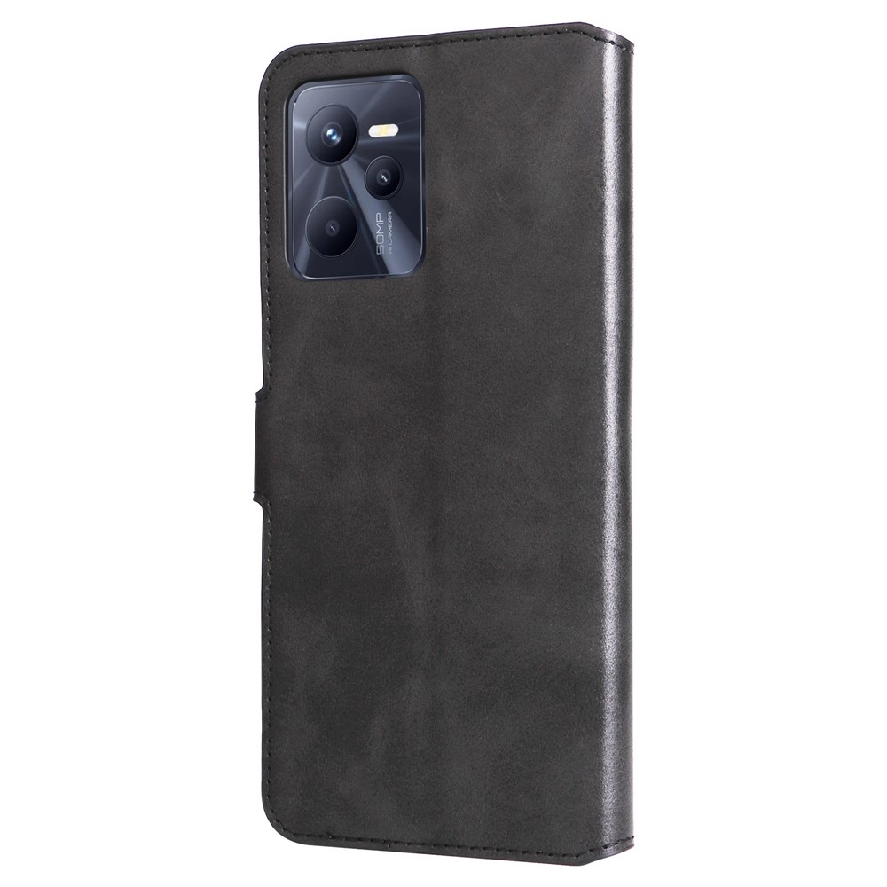 PU Leather Stand Case for Realme C35, Wallet Full Protection Phone Cover - Black-10
