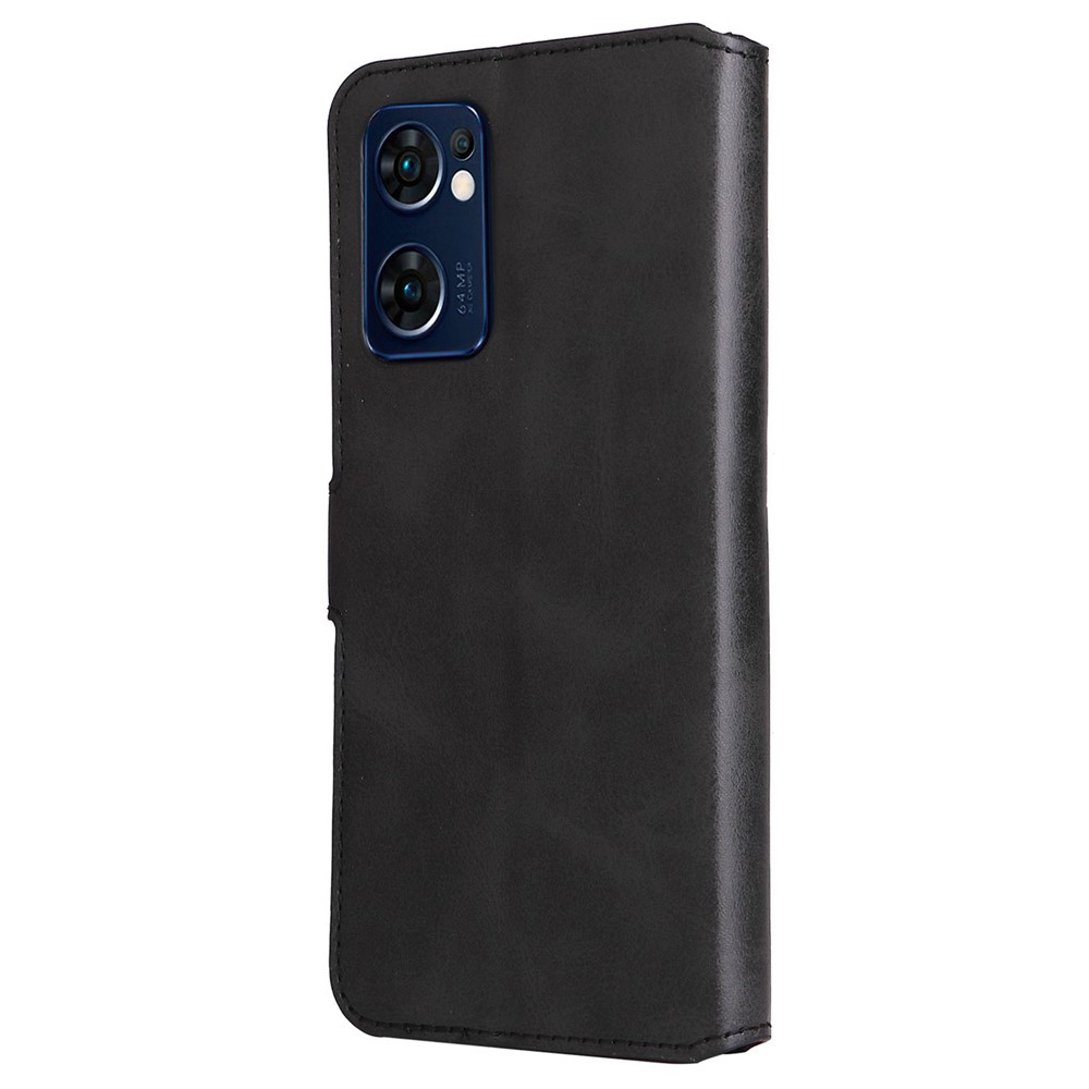For Oppo Reno7 5G (Global)/Find X5 Lite PU Leather Cover Wallet Stand Function Inner TPU Case - Black-10