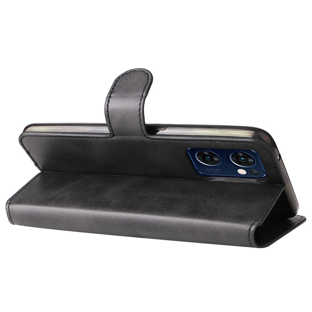 For Oppo Reno7 5G (Global)/Find X5 Lite PU Leather Cover Wallet Stand Function Inner TPU Case - Black-4