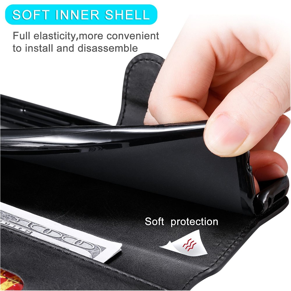 For Oppo Reno7 5G (Global)/Find X5 Lite PU Leather Cover Wallet Stand Function Inner TPU Case - Black-6