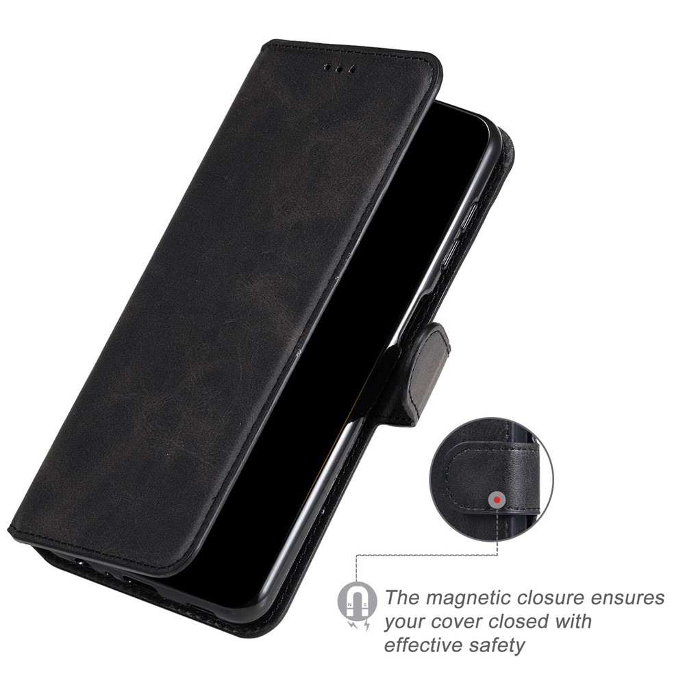 For Realme 9 Pro/V25 PU Leather Folio Flip Wallet Protective Case Viewing Stand Phone Cover - Black-5