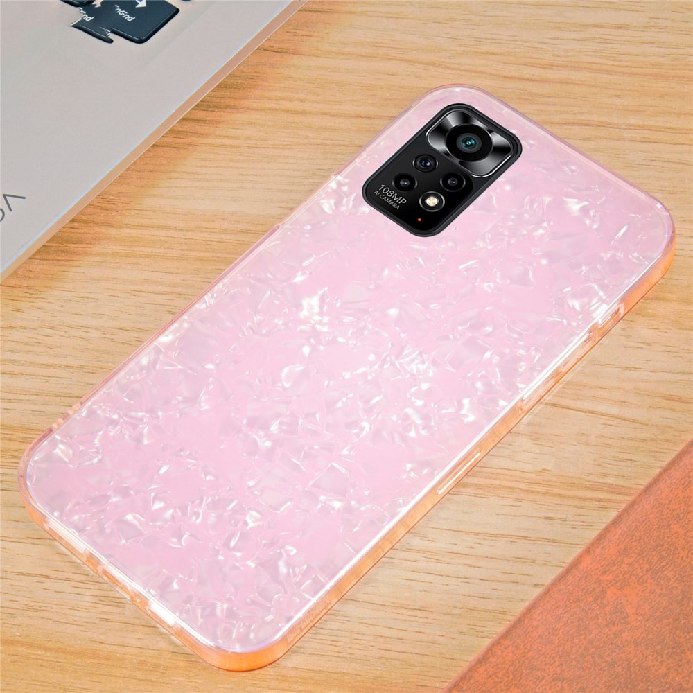 Ipaky Para Xiaomi Redmi Note 11 4G (Qualcomm)/Redmi Nota 11s 4G IMD Design Case De Telefone Dual Camada De Acrílico Backing + TPU Anti-Scratch Tampa - Rosa