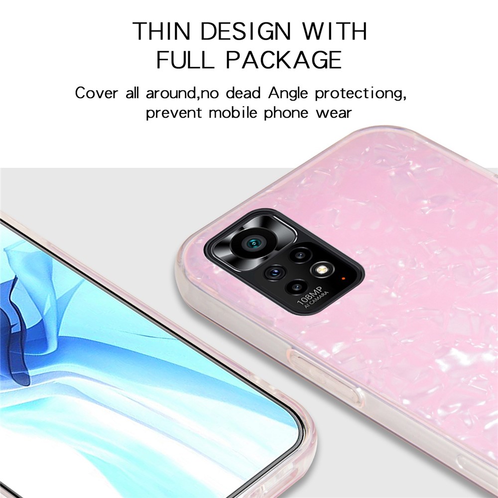 IPAKY for Xiaomi Redmi Note 11 4G (Qualcomm)/Redmi Note 11S 4G IMD Design Phone Case Dual Layer Acrylic Backing + TPU Anti-Scratch Cover - Pink-6