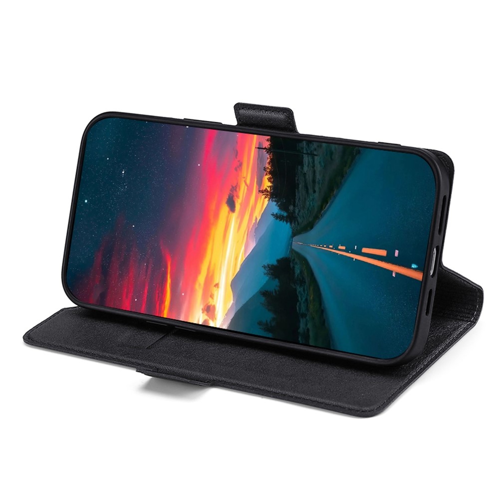 For Realme C31 Side Magnetic Clasp Ultra-thin PU Leather Case Card Slot Stand Phone Shell - Black-2
