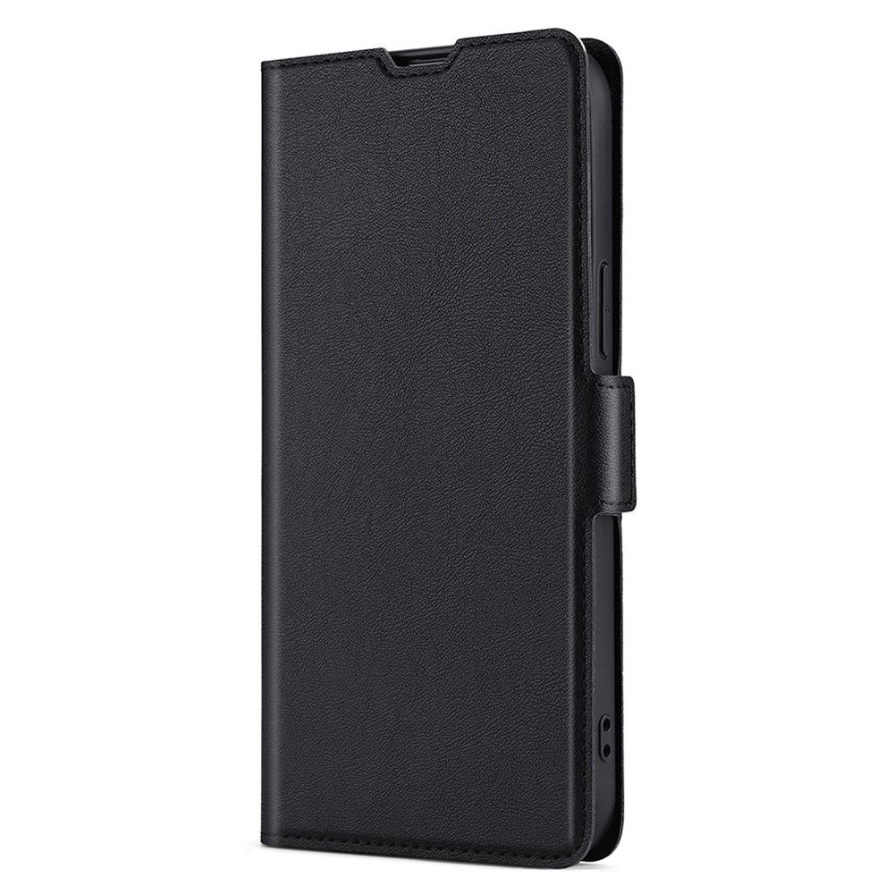 For Realme C31 Side Magnetic Clasp Ultra-thin PU Leather Case Card Slot Stand Phone Shell - Black-6