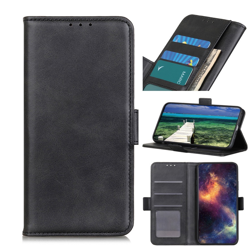 For Oppo Reno7 4G/F21 Pro 4G Textured PU Leather TPU Shockproof Interior Case Anti-Fall Stand Function Wallet Shell Magnetic Closure Cover - Black-8