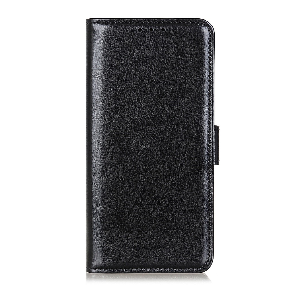 For Oppo Reno7 4G/F21 Pro 4G Crazy Horse Texture PU Leather Flip Folio Case Wallet Style Stand Shockproof TPU Inner Shell Phone Cover - Black-6