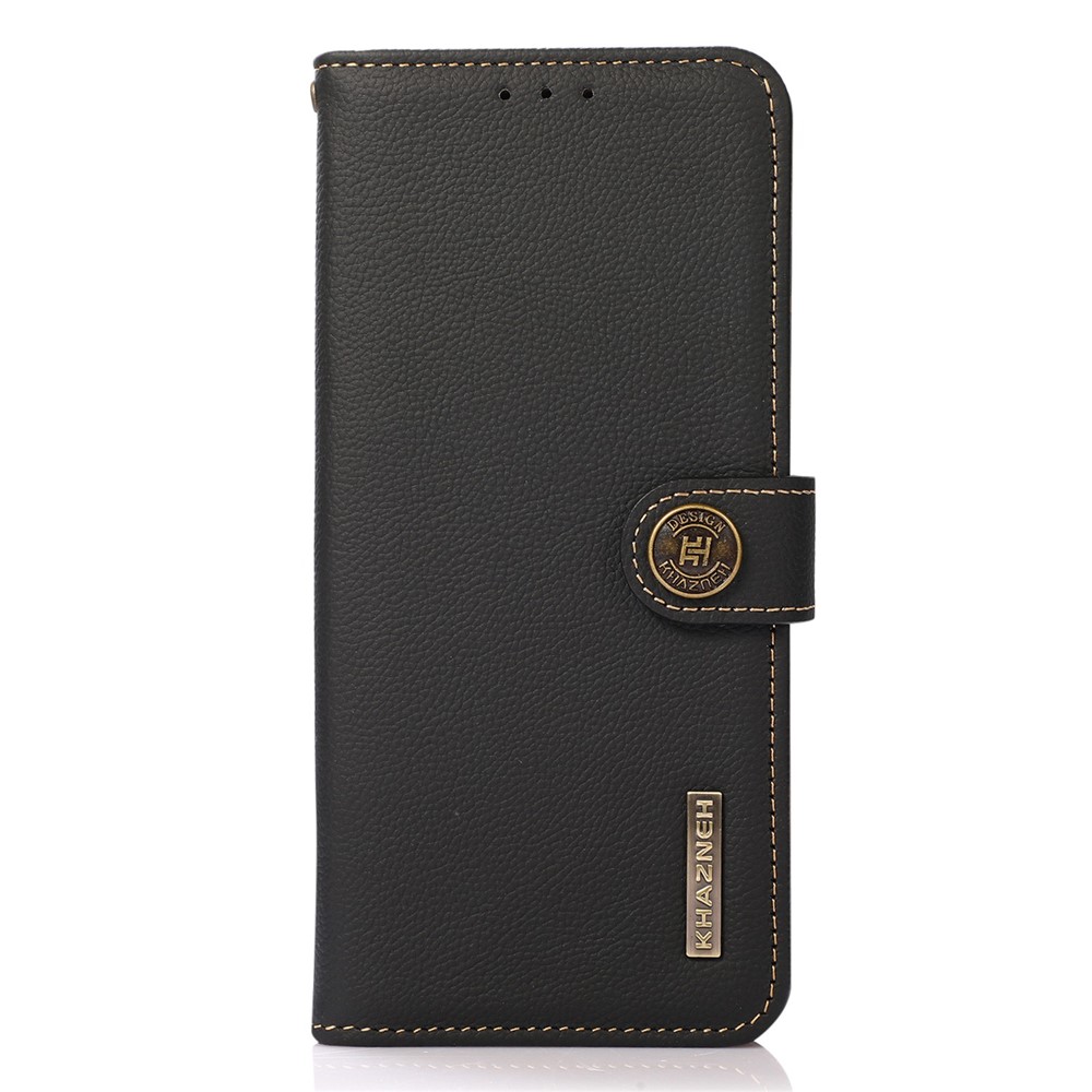 KHAZNEH for Oppo Find X5 Genuine Leather Cell Phone Flip Case Stand RFID Blocking Protection Magnetic Wallet Folio Cover - Black-7