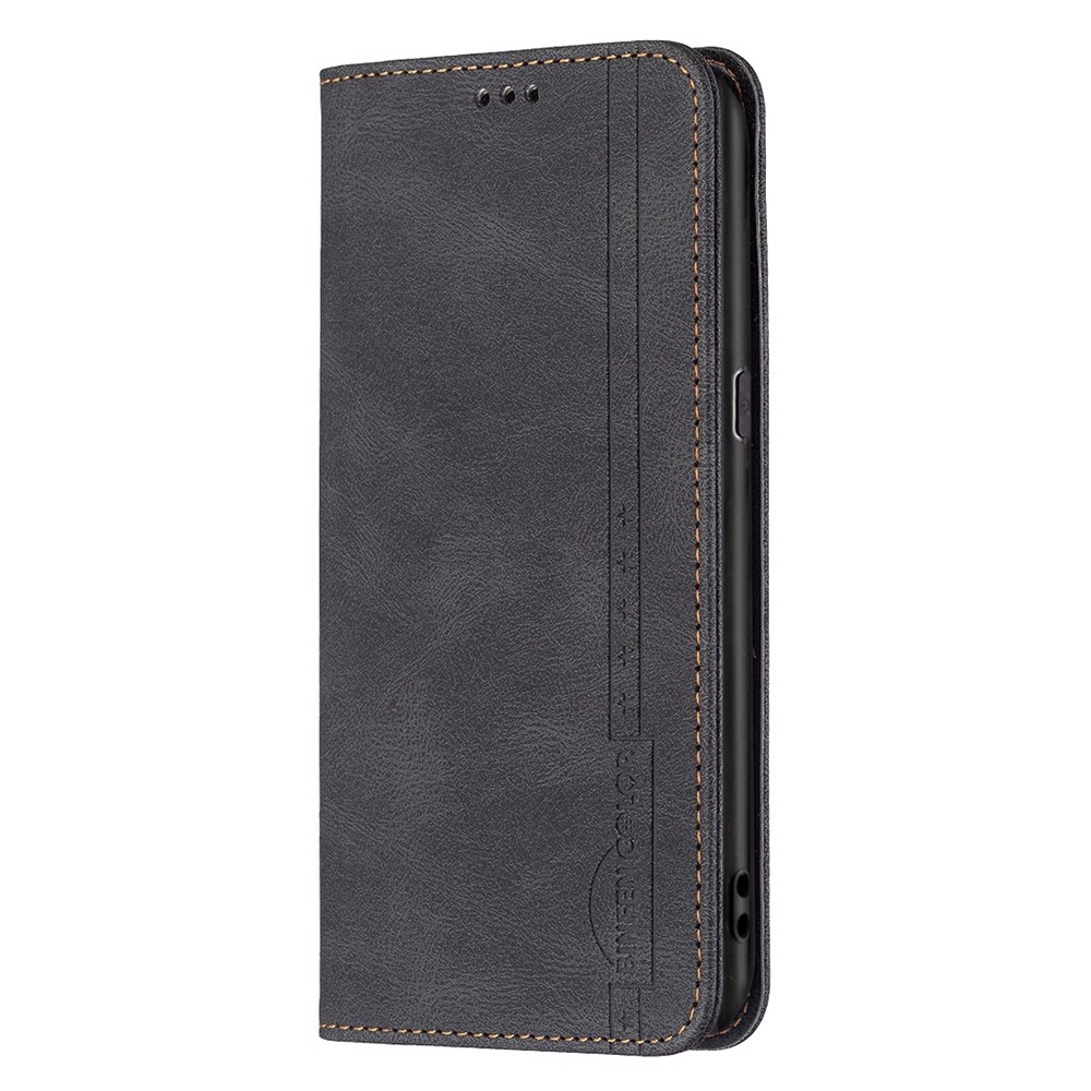 BINFEN COLOR BF Leather Series-5 for Oppo Reno7 5G (Global)/Find X5 Lite RFID Blocking Wallet Phone Case 08 Hidden Magnetic Absorption PU Leather Stand Folio Cover - Black-8