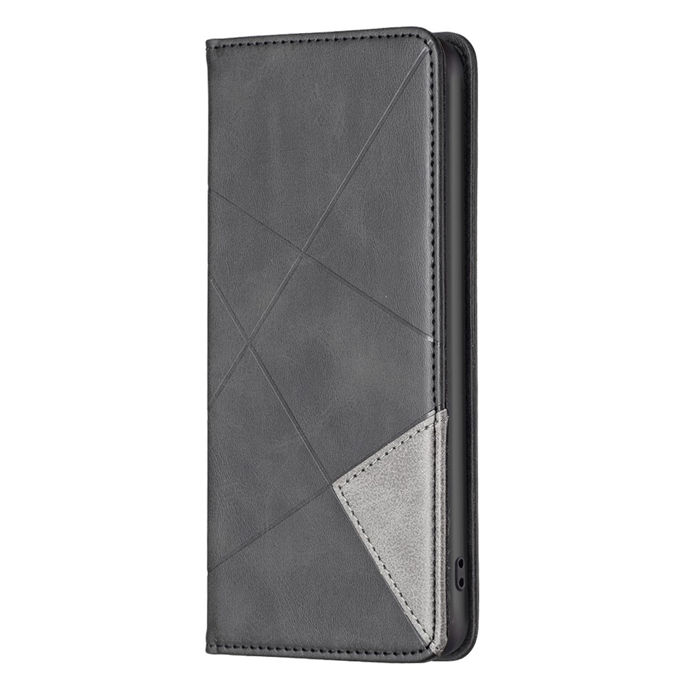 BF Imprinting Pattern Series-1 for Oppo Reno7 5G (Global)/Find X5 Lite PU Leather Flip Cover Rhombus Pattern Imprinted Magnetic Auto-absorbed Stand Phone Case with Card Holder - Black-7