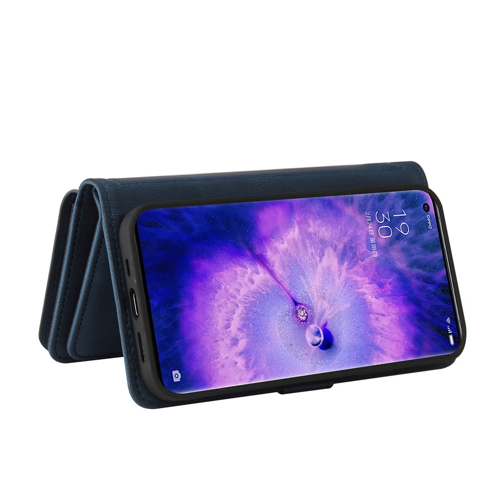 For Oppo Find X5 Pro KT Multi-functional Series-2 Shockproof PU Leather Stand Phone Case with Multiple Card Slots and Zipper Pocket - Blue-3