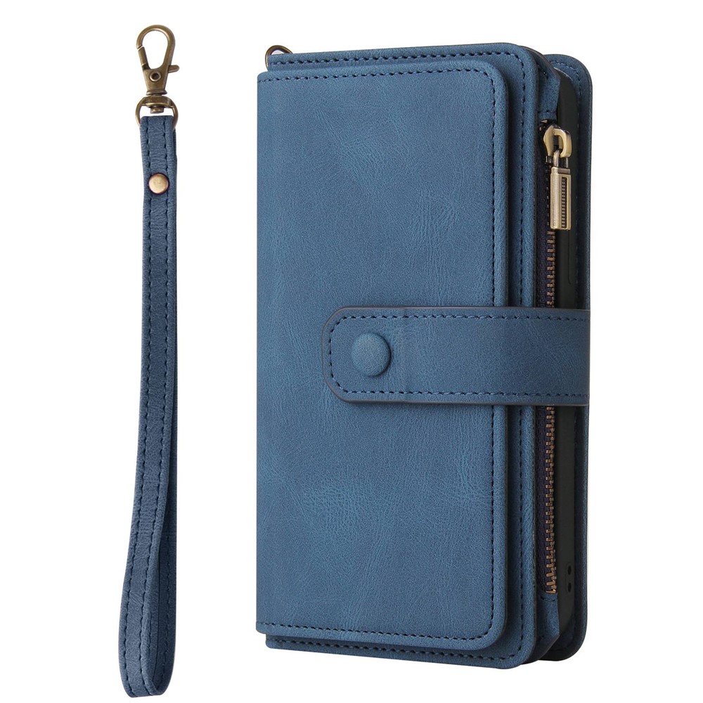 For Oppo Reno7 5G (Global)/Find X5 Lite KT Multi-functional Series-2 Multiple Card Slots Phone Cover PU Leather Wallet Zipper Pocket Case - Blue-11