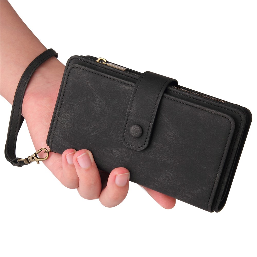 For Realme 9 Pro KT Multi-functional Series-2 Multiple Card Slots Zipper Pocket PU Leather Case Wallet Cover - Black-2