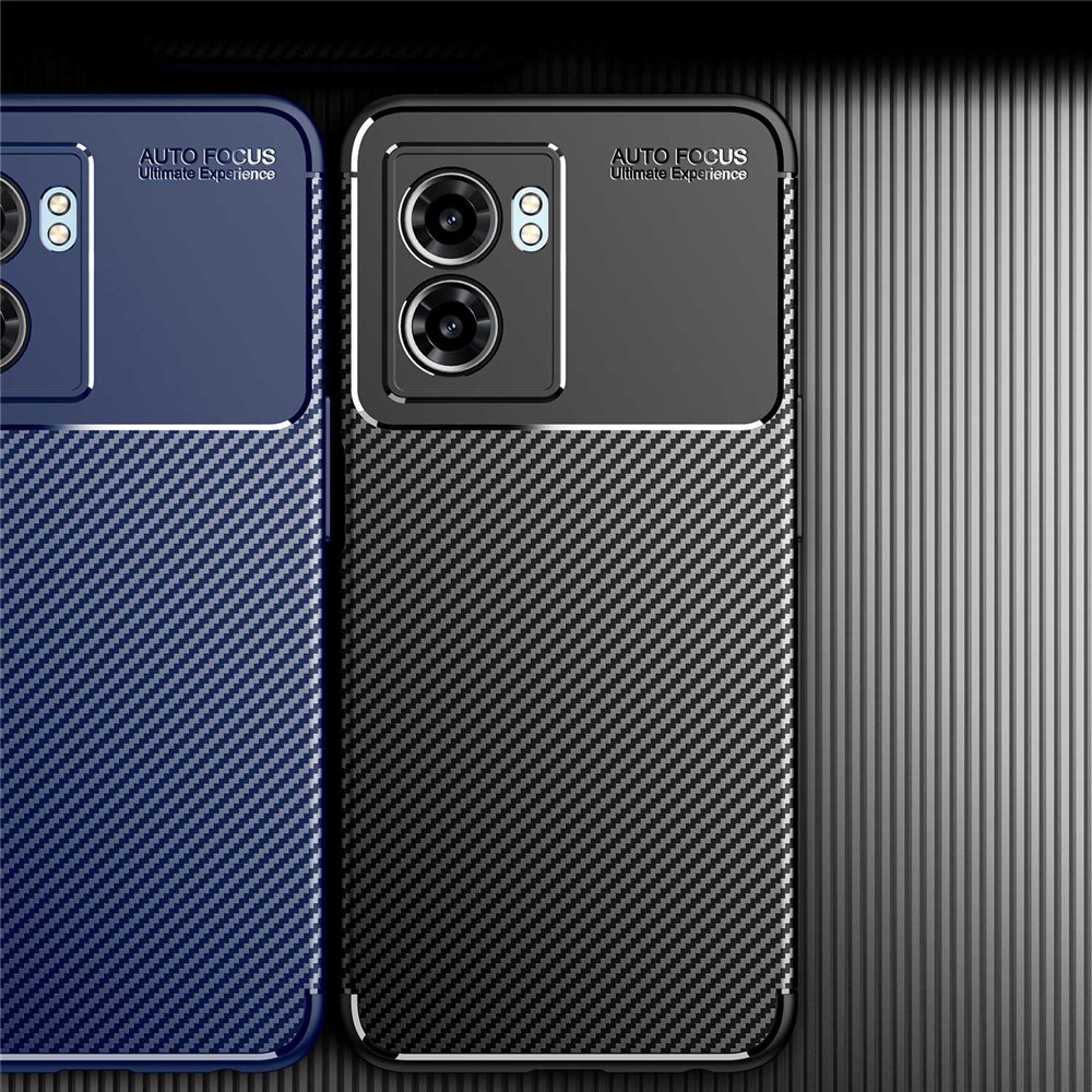 Carbon Fiber Case for Oppo A57 (2022), Full Wrap Coverage Soft TPU Comfortable Grip Protective Cover Shell - Black-10