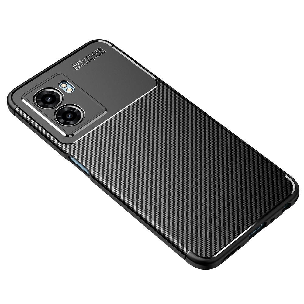 Carbon Fiber Case for Oppo A57 (2022), Full Wrap Coverage Soft TPU Comfortable Grip Protective Cover Shell - Black-2