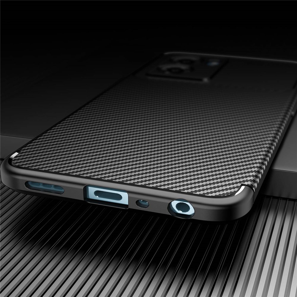 Carbon Fiber Case for Oppo A57 (2022), Full Wrap Coverage Soft TPU Comfortable Grip Protective Cover Shell - Black-5