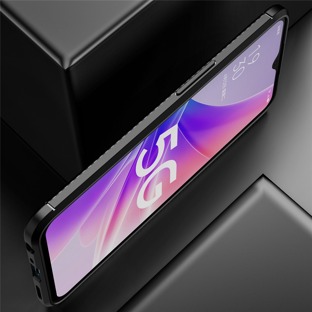 Carbon Fiber Case for Oppo A57 (2022), Full Wrap Coverage Soft TPU Comfortable Grip Protective Cover Shell - Black-6