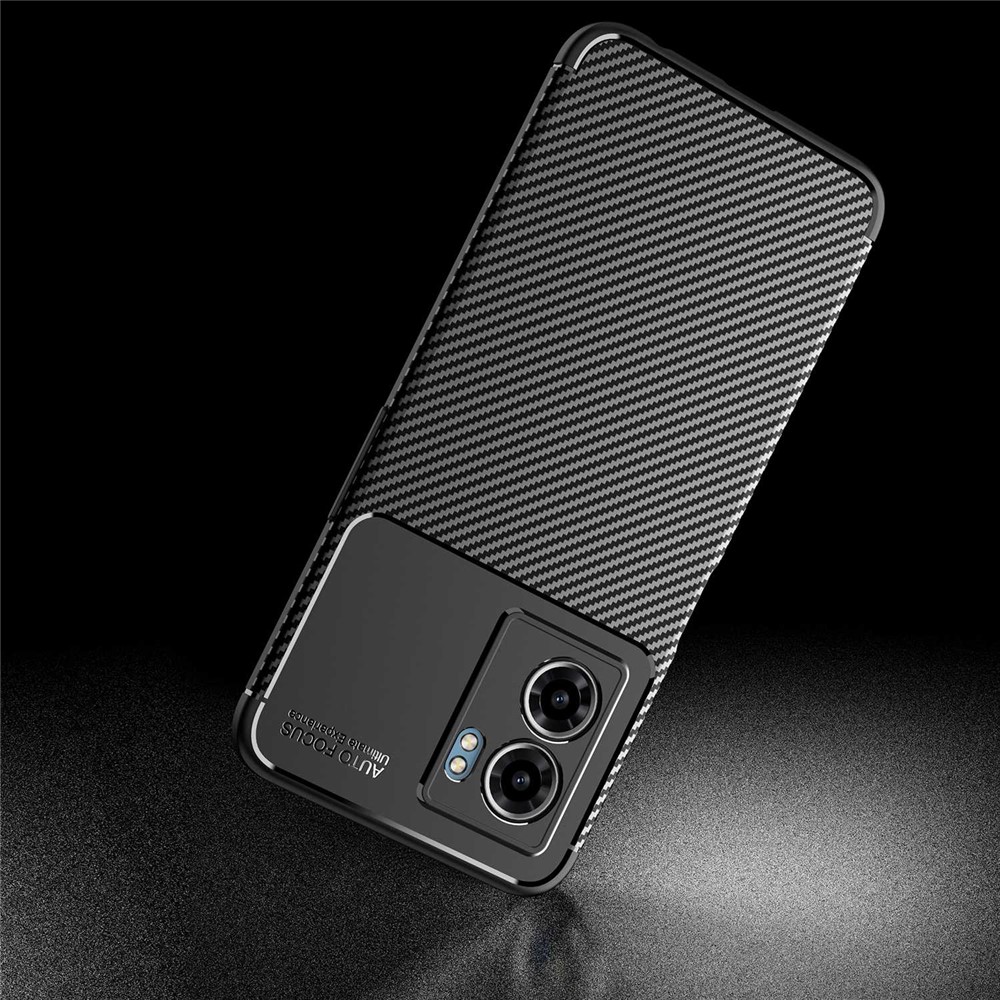 Carbon Fiber Case for Oppo A57 (2022), Full Wrap Coverage Soft TPU Comfortable Grip Protective Cover Shell - Black-8