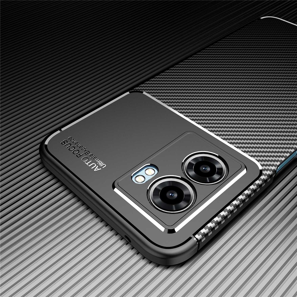 Carbon Fiber Case for Oppo A57 (2022), Full Wrap Coverage Soft TPU Comfortable Grip Protective Cover Shell - Black-9