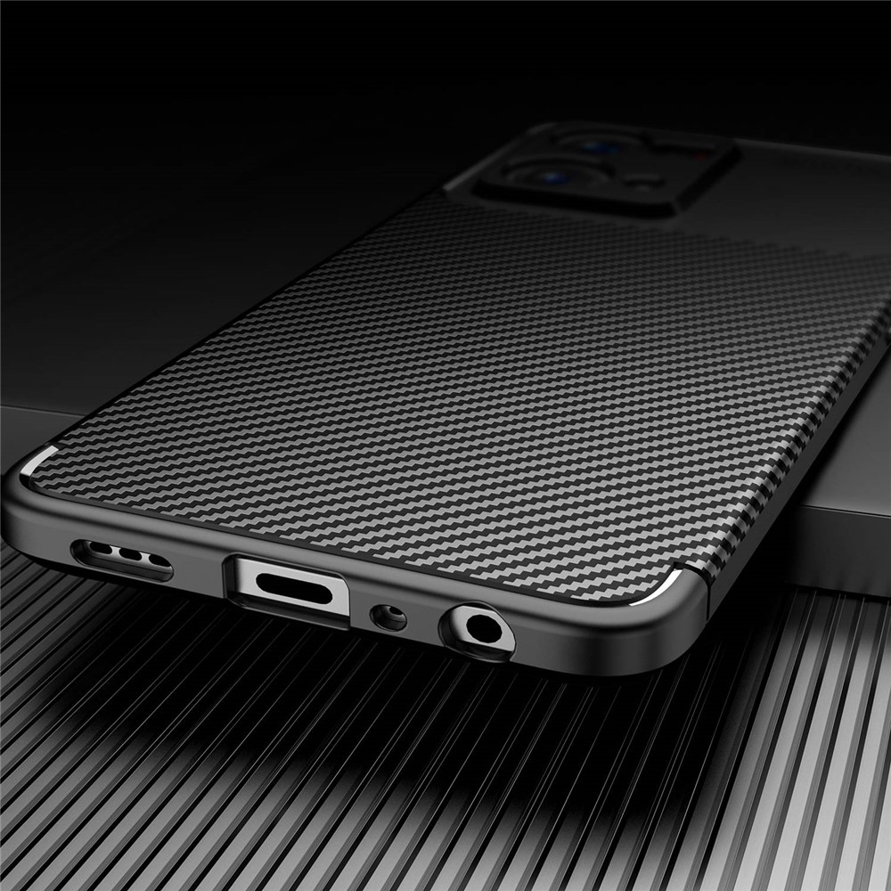 For Oppo Reno7 4G/F21 Pro 4G Soft TPU Carbon Fiber Texture Back Cover Precise Cut-outs Camera Protection Shockproof Phone Case - Black-5