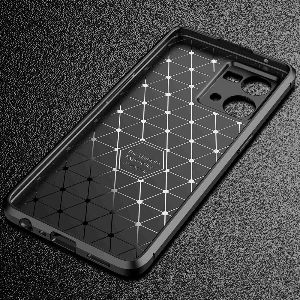 For Oppo Reno7 4G/F21 Pro 4G Soft TPU Carbon Fiber Texture Back Cover Precise Cut-outs Camera Protection Shockproof Phone Case - Black-7