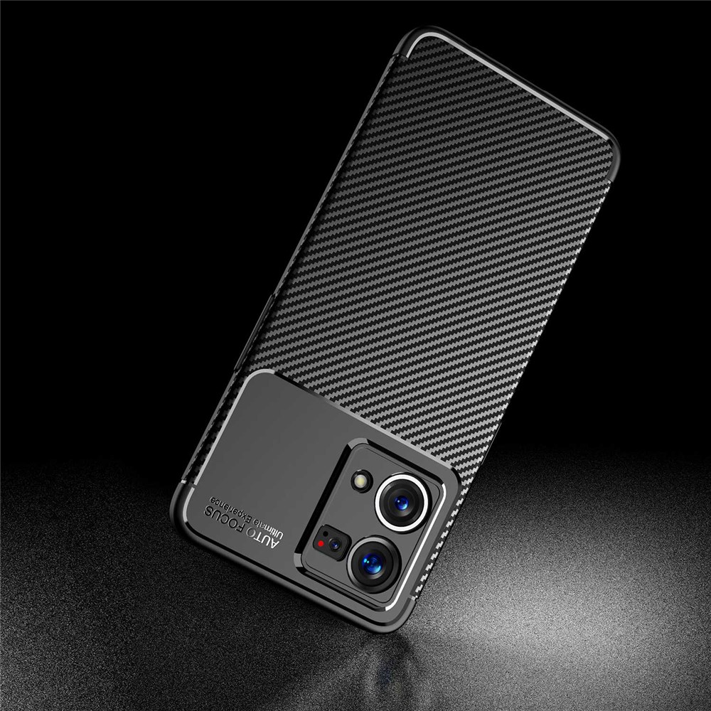 For Oppo Reno7 4G/F21 Pro 4G Soft TPU Carbon Fiber Texture Back Cover Precise Cut-outs Camera Protection Shockproof Phone Case - Black-8