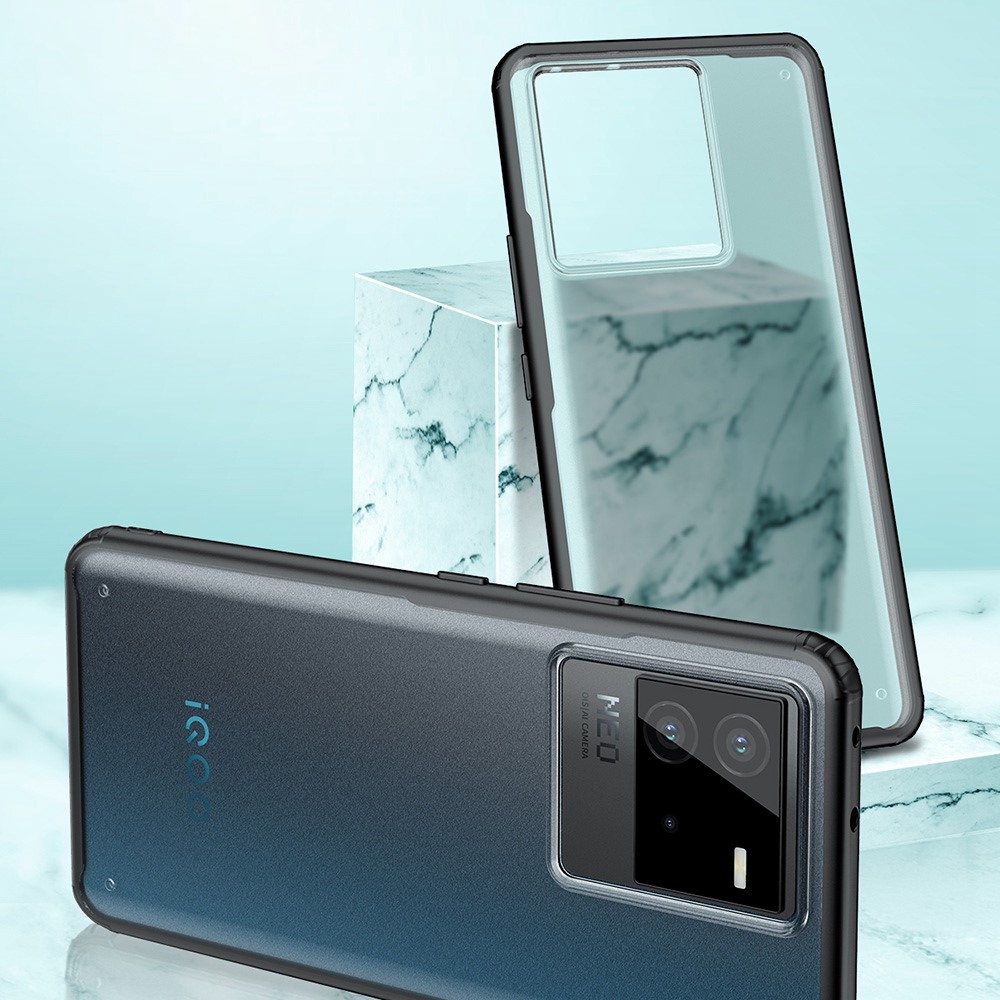 Armor Series Minimalist Case for vivo iQOO Neo6, Hard PC Soft TPU Shockproof Drop Protection Matte Cover - Black-3